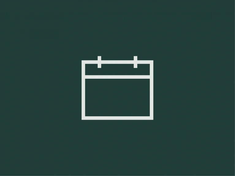 Minimalistisches Icon eines Kalenders auf dunkelgrünem Hintergrund