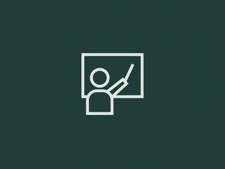 Icon of a person presenting at a board